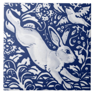 Högerna Cobalt Navy Blue Rabbit Bird Dedham Ansikt Kakelplatta