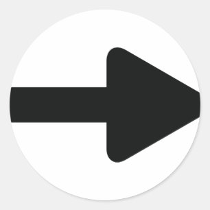 <högerpil höger> svart runt klistermärke