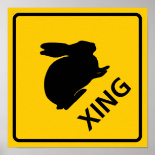Högervägsskylt för kanin poster