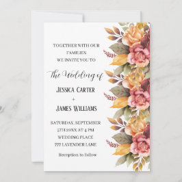 Högervänd vattenfärg, Blommigt Bröllop Inbjudningar