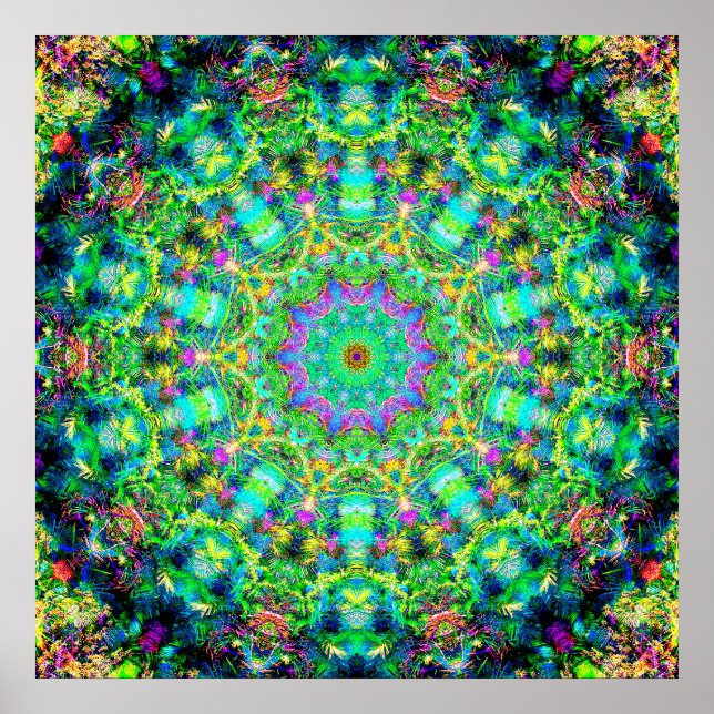 Högfärgad Psychedelic Mandala Poster (Framsidan)