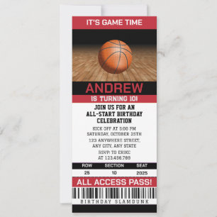 Högflygande basketboll i Ringar födelsedag Inbjudningar