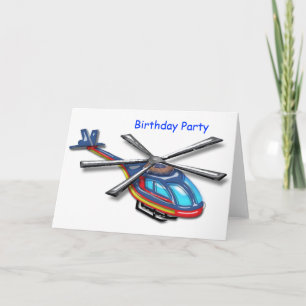 Högflygande helikopter födelsedagsfest tack kort