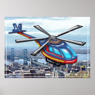 Högflygande helikopter över motorvägar poster