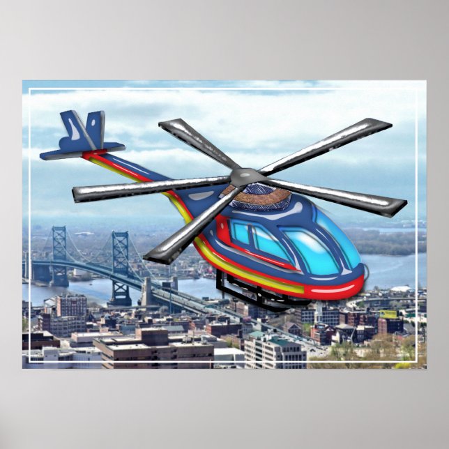 Högflygande helikopter över motorvägar poster (Framsidan)