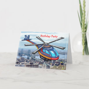 Högflygande helikopter över stadsfödelsedagsfest tack kort