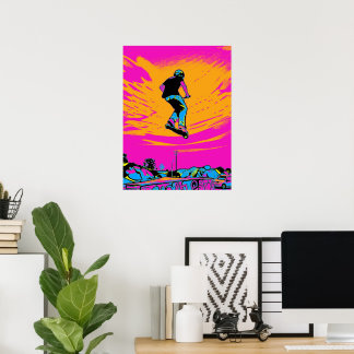 Högflygande scooteråkare - stunt-scooter poster