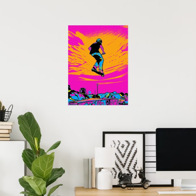 Högflygande scooteråkare - stunt-scooter poster (Hemmakontoret)