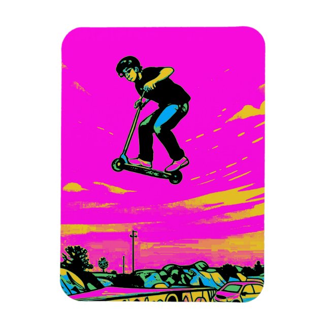 Högflygande stunt - scooteråkare magnet (Vertikal)