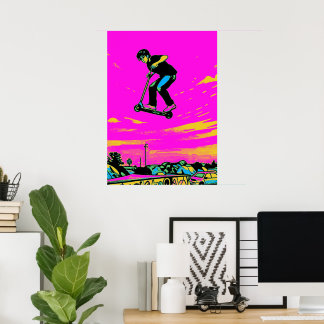 Högflygande stunt - scooteråkare poster