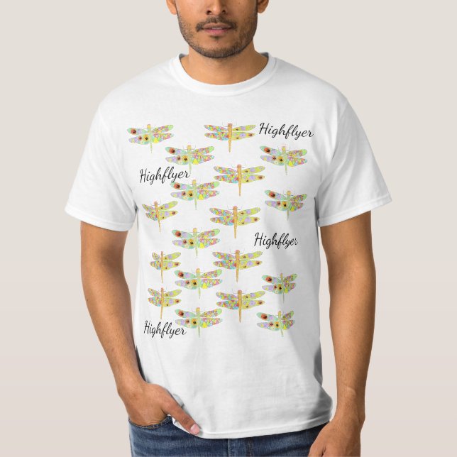 Högflygares blomster Trollsländor  T Shirt (Framsida)