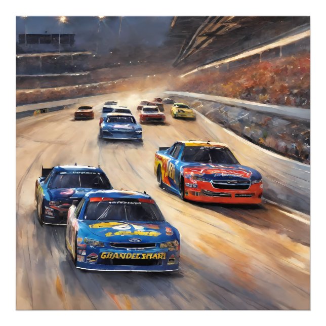 Högfrekvent färgstark Tävla med tvinnat ljus Fototryck (Framsidan)