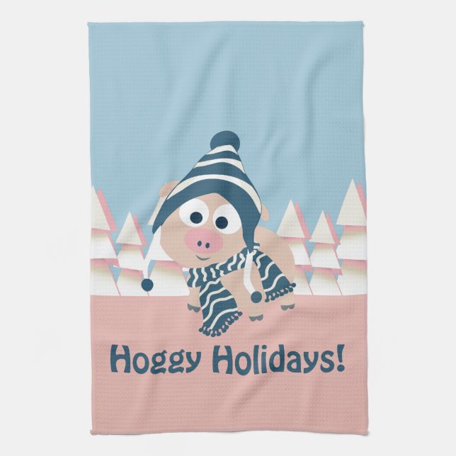 Hoggiga Helgdagar! Winter Gris Kökshandduk (Vertikal)