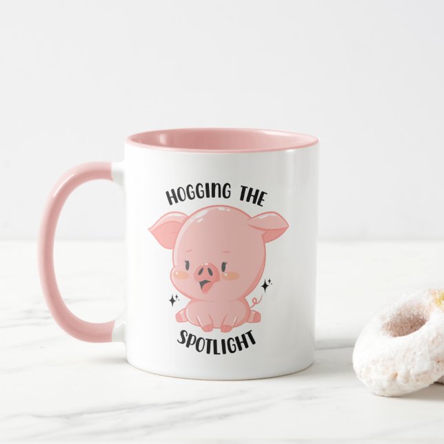 Hogging av potlight Cute Kawaii Gris Mugg (Med munk)