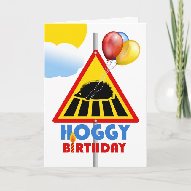 Hoggy Birthday, Hedgehog Crossing Road Sign Kort (Framsida)