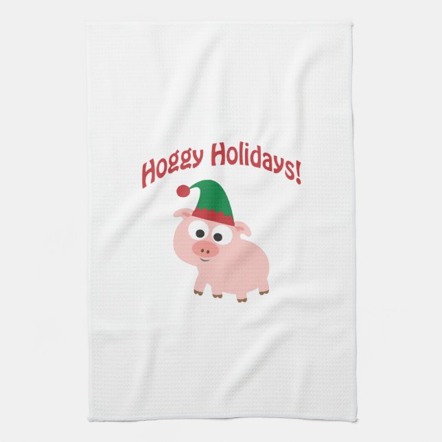 Hoggy helgdagar! Älvagris Kökshandduk (Vertikal)