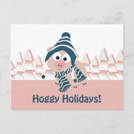 Hoggy helgdagar! Gullig vintergris Helg Vykort