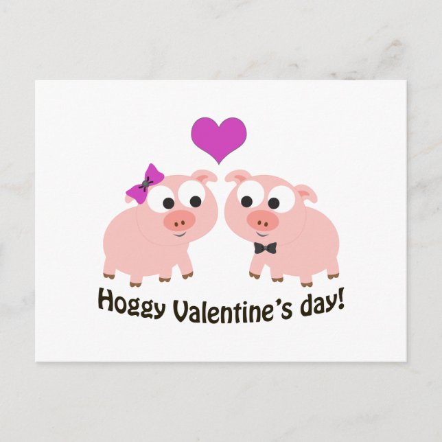 Hoggy Valentines day Grisar Helg Vykort (Framsida)