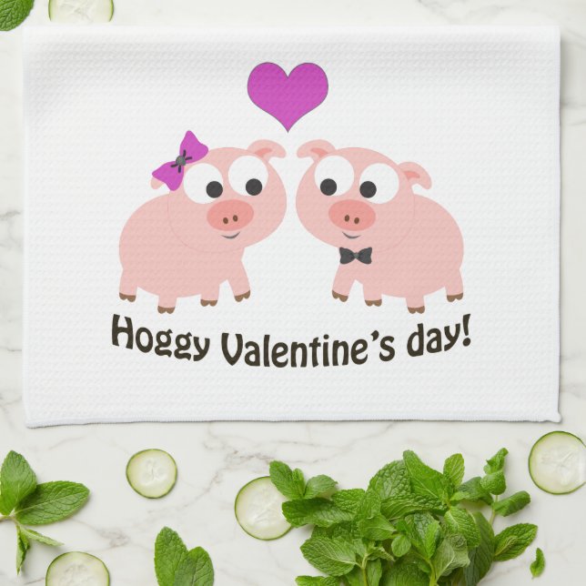 Hoggy Valentines day Grisar Kökshandduk (Vikta)