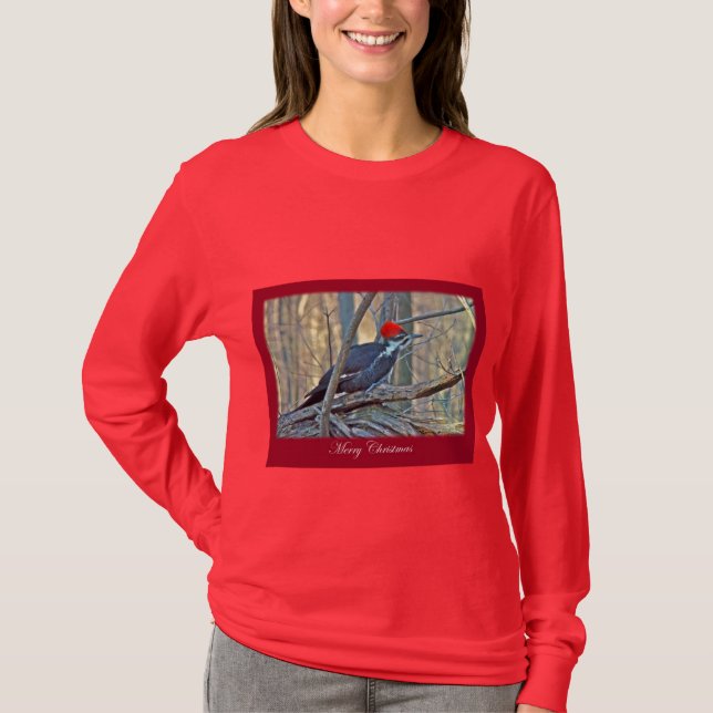 Höghackad Hackspett Merry Christmas-föremål Tee Shirt (Framsida)