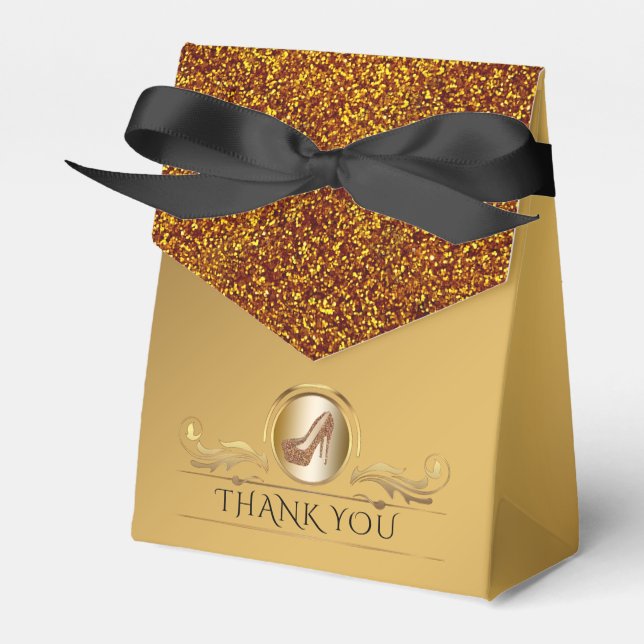 Höghastighetsskor vid elegant Guld Glitter Presentaskar (Framsidan Sidan)