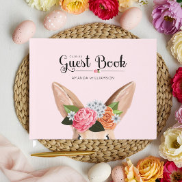 Höghet Skutt Påsk Blommigt Bunny Rabbit Baby Showe Gästböcker
