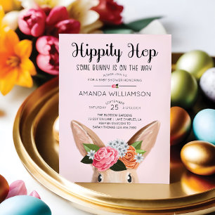 Höghet Skutt Påsk Blommigt Bunny Rabbit Baby Showe Inbjudningar