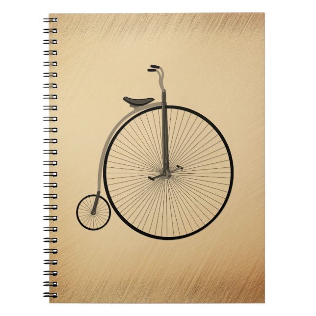 Höghjulig Antik Cykel Rustik Anteckningsbok (Framsidan)