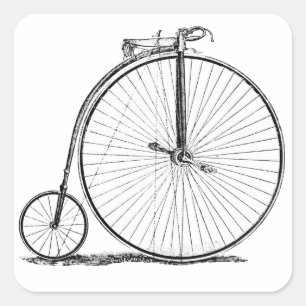 Höghjulig cykel Penny Farthing Fyrkantigt Klistermärke