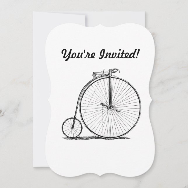 Höghjulig cykel Penny Farthing Inbjudningar (Framsida)