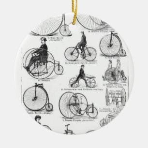 Höghjulig cykel Penny Farthing Julgransprydnad Keramik