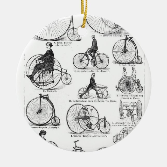 Höghjulig cykel Penny Farthing Julgransprydnad Keramik (Framsidan)