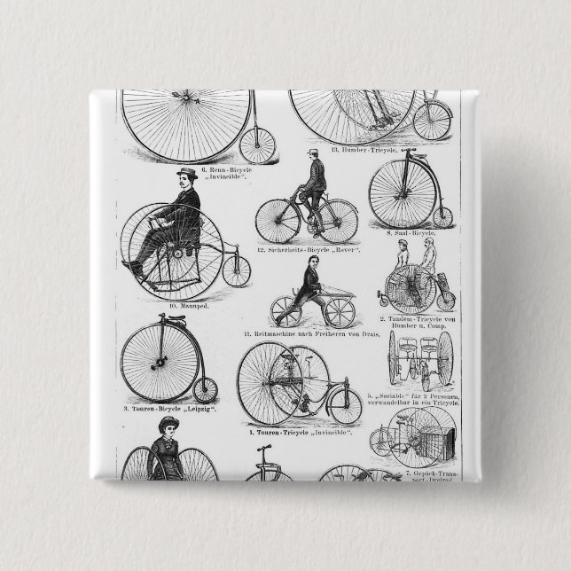 Höghjulig cykel Penny Farthing Knapp (Framsida)
