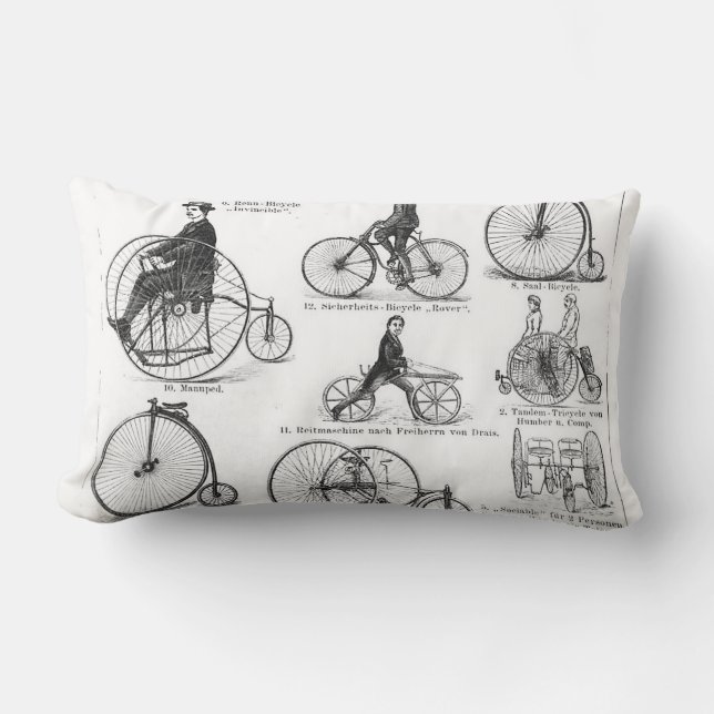 Höghjulig cykel Penny Farthing Lumbarkudde (Framsida)