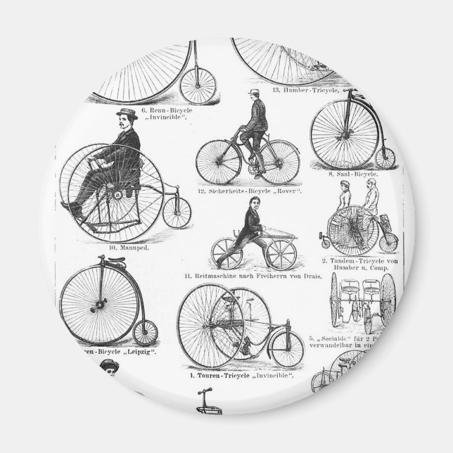 Höghjulig cykel Penny Farthing Magnet (Framsidan)