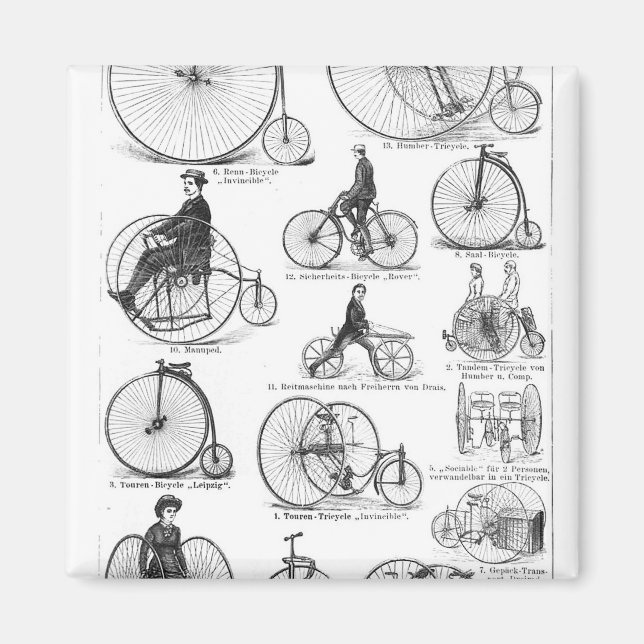 Höghjulig cykel Penny Farthing Magnet (Framsidan)