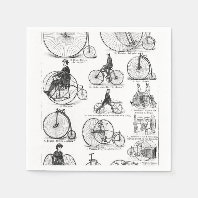 Höghjulig cykel Penny Farthing Pappersservett (Framsidan)