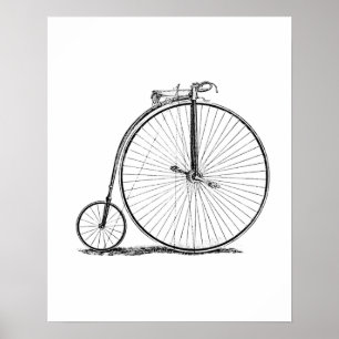 höghjulig cykel penny farthing poster