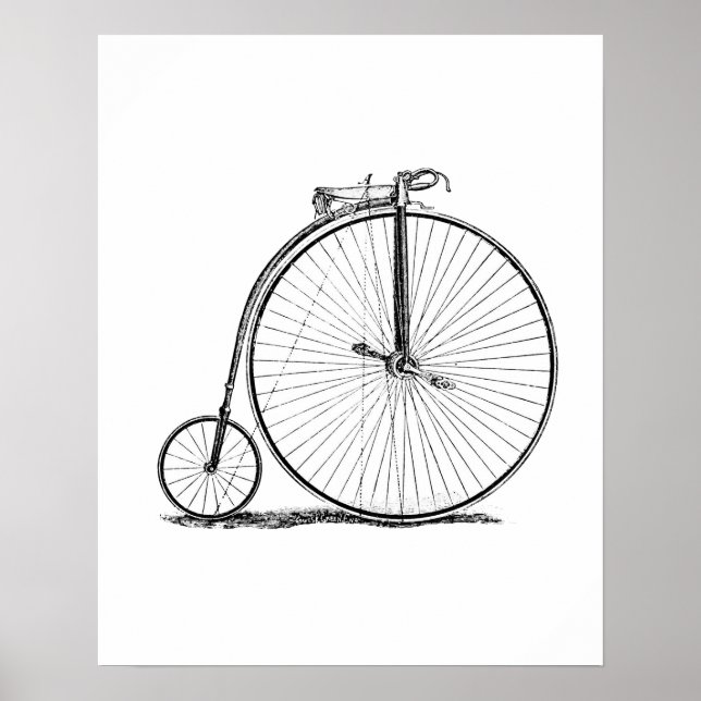 höghjulig cykel penny farthing poster (Framsidan)