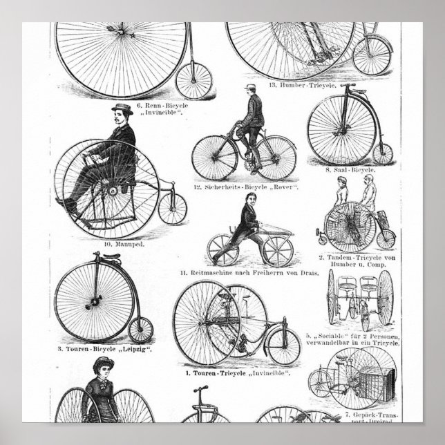 höghjulig cykel penny farthing poster (Framsidan)
