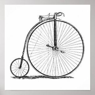 Höghjulig cykel Penny Farthing Poster