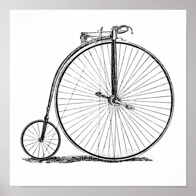 Höghjulig cykel Penny Farthing Poster (Framsidan)