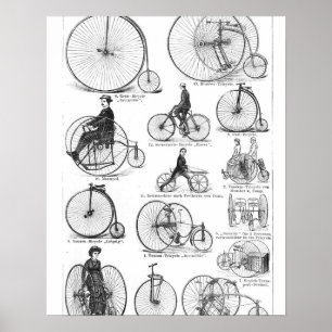 Höghjulig cykel Penny Farthing Poster