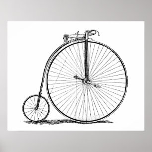 Höghjulig cykel Penny Farthing Poster