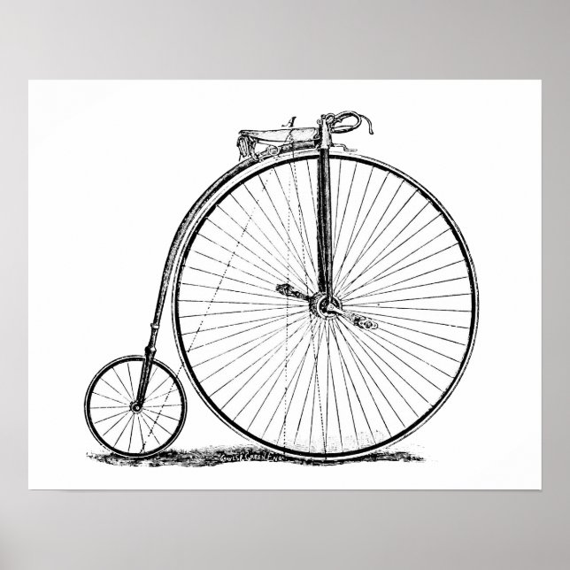 Höghjulig cykel Penny Farthing Poster (Framsidan)