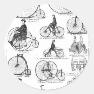Höghjulig cykel Penny Farthing Runt Klistermärke