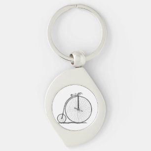 Höghjulig cykel Penny Farthing Swirl Silverfärgad Nyckelring
