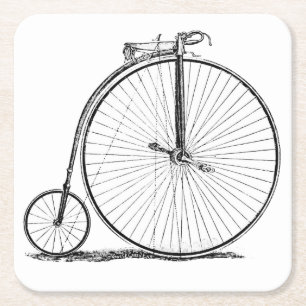 Höghjulig cykel Penny Farthing Underlägg Papper Kvadrat