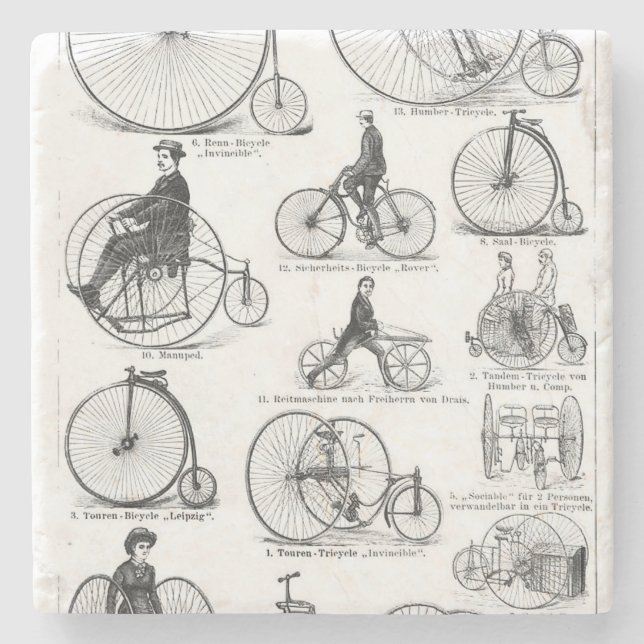 Höghjulig cykel Penny Farthing Underlägg Sten (Framsidan)