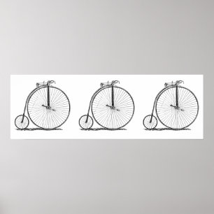Höghjulig Victorian Penny Farthing Cykel Cyklar Poster